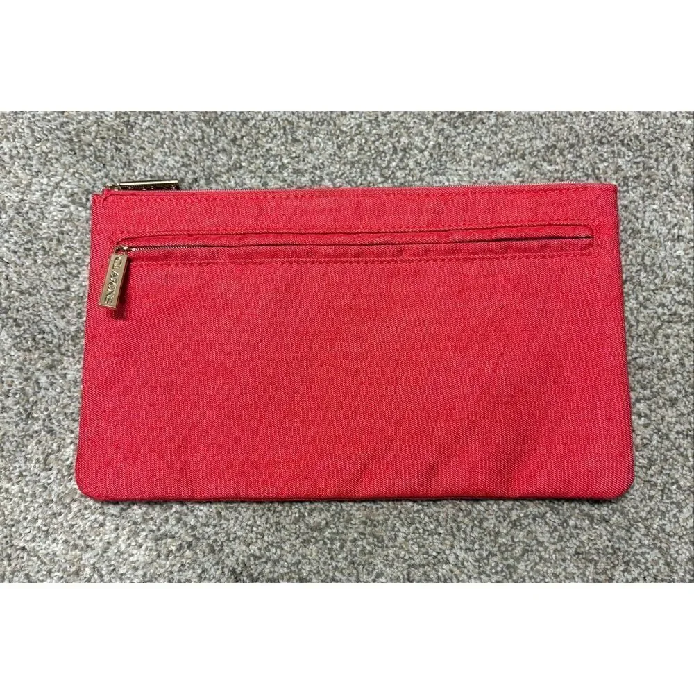 Clarins cosmetic make up bag with additional zip pocket